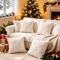 thumbnail image 4 of decorUhome Christmas Throw Pillow Covers 20x20 Pack of 2, Soft Plush Faux Wool Couch Pillow Covers, Beige (Pillow Cover Only, No Inserts Included), 4 of 4