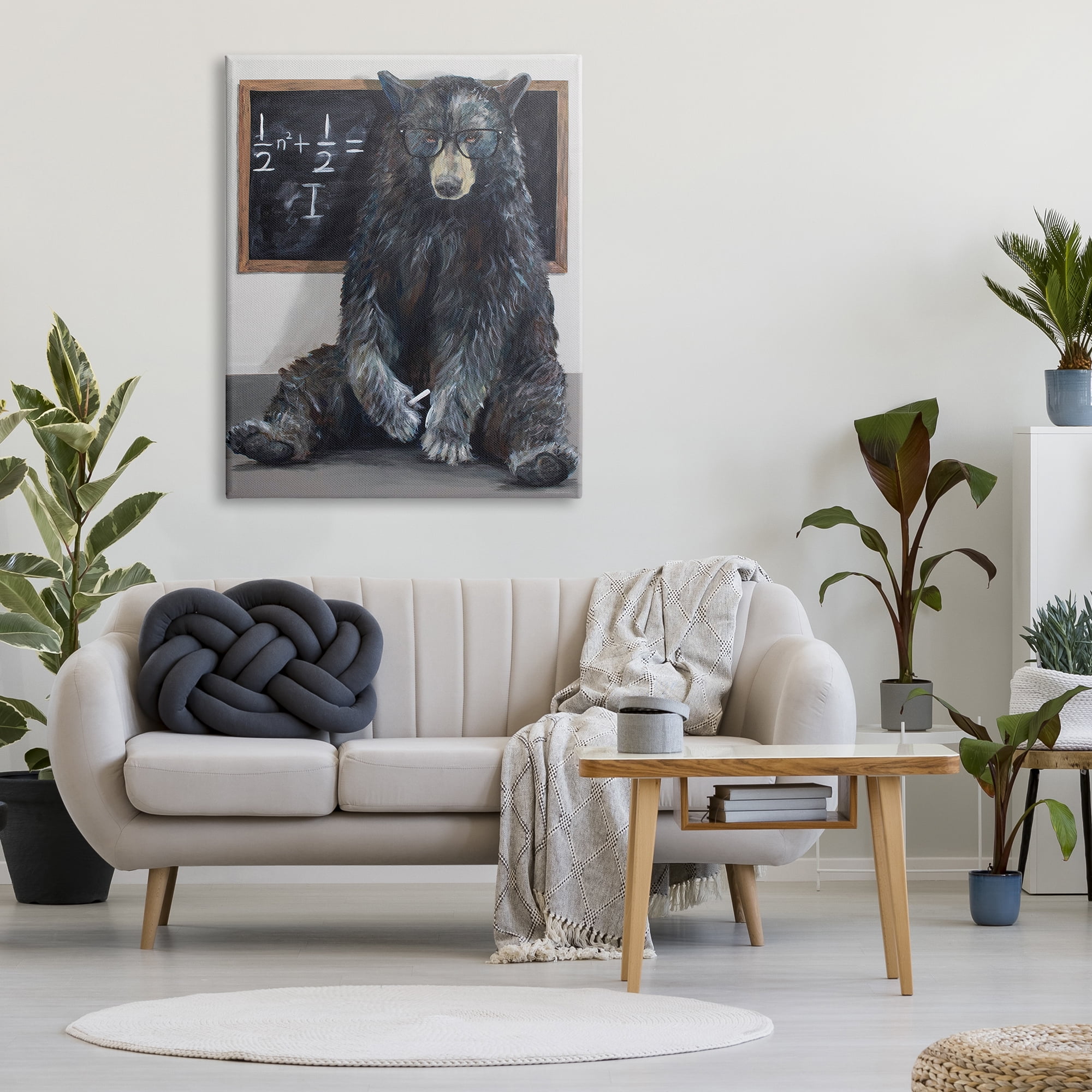 Forest Bear Teacher Algebra Equation Math School Room 36 in x 48 in Painting Canvas Art Print, by Stupell Home Décor