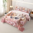 thumbnail image 3 of Homewish Farm Horse Twin Quilt Set, Pink Flower Butterfly Twin Coverlet Set for Girls, 2 Pieces, 1 Comforter and 1 Pillowcase, 3 of 7