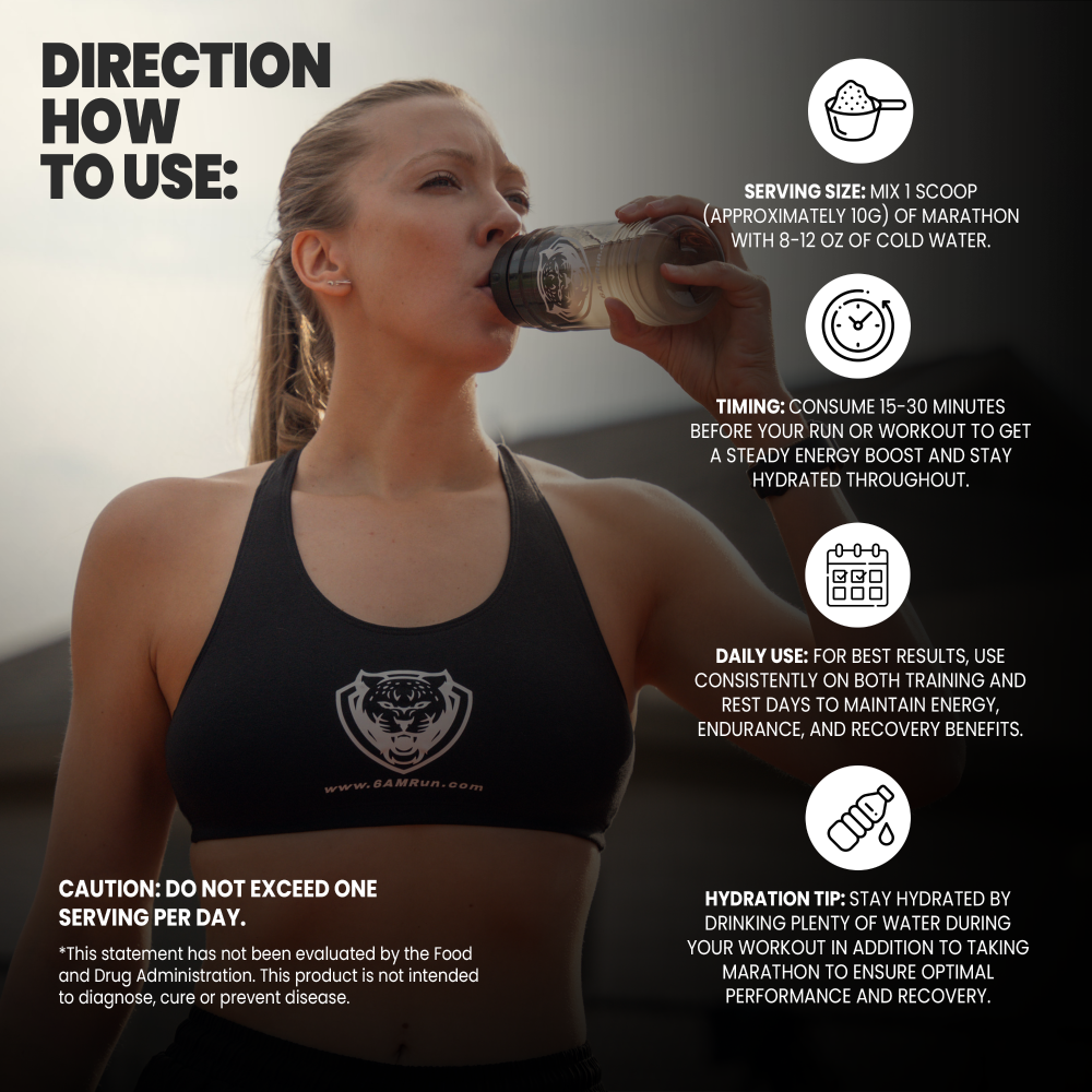 6AM Run Marathon | Running Supplements for Endurance & Stamina | Amino Energy with BCAAs for a Clean Pre Running Fuel | No Jitters | Marathon Essentials | Peach Mango | 40 Servings