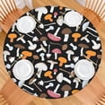 thumbnail image 2 of Colorful Mushroom Mixed Black Pattern Round Fitted Tablecloth with Elastic Edge,Dining Table Cover Waterproof,Outdoor Round Tablecloth for Camping,Dining,Indoor and Outdoor, 2 of 7