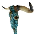 thumbnail image 4 of 20" L Rustic Western Turquoise Beads Cross Longhorn Bull Cow Skull Wall Decor, 4 of 5