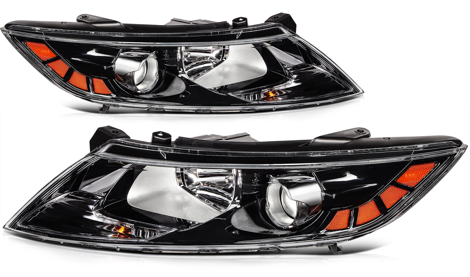 ECCPP Headlight assembly Fit 2011-2013 for Kia Optima Black Housing Amber Reflector Pair Headlights 921012T121