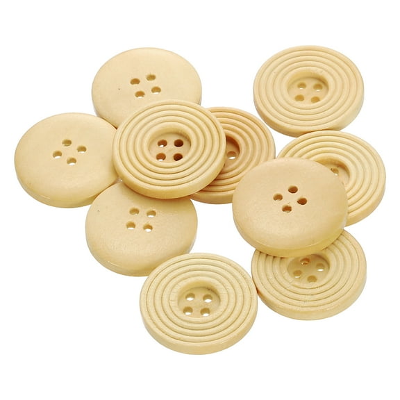 10pcs 40L DIY Sewing Buttons 1"(25mm) Wooden Round Flat 4-Hole Craft Replacement Buttons for Sewing Clothing Handmade Crafts, Beige