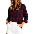 thumbnail image 6 of Cmtiyu Plaid Shirts for Women, Baggy Long Sleeve Down Collar Button Flannel Shirts, Casual Womens Tops with Pockets, S-2XL, 6 of 7