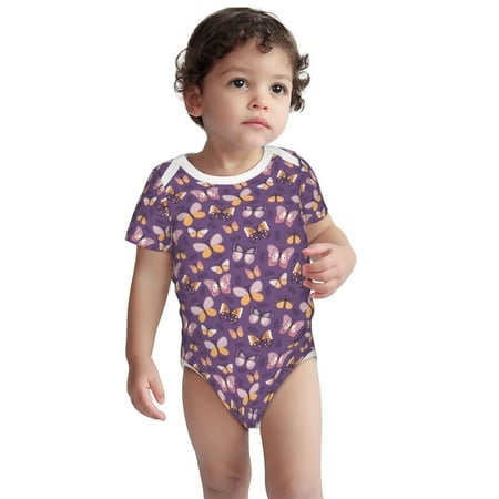 

Zeuib Butterflies And Floral Unisex Baby Short-Sleeve Onesies Bodysuit 100% Organic Cotton-6 Months