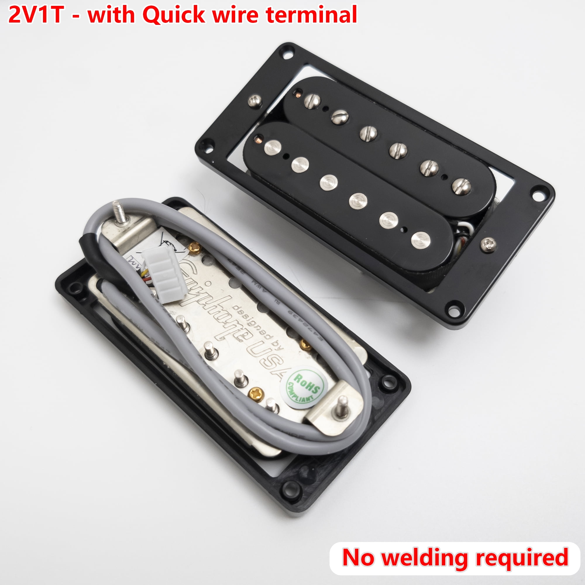 Guitar Alnico V Humbucker Pickups, 4C, with 2V1T Quick Connect Wiring Harness, For Gibson LP Guitar