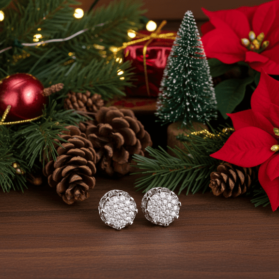 King of Bling's 1.18ct Cubic Zirconia 925 White Sterling Silver Women's Hip Hop Heart Earrings