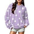 thumbnail image 4 of Norvella Womens Polka Dot Waffle Hoodie 3/4 Sleeve Drawstring Hood Kangaroo Pocket Relaxed Fit Pullover Sweatshirt Casual Top, 4 of 5