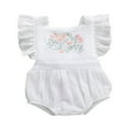 thumbnail image 1 of Baby Girls Ruffle Romper Cotton Embroidered Flower Jumpsuit, 1 of 5