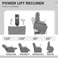 thumbnail image 5 of hzlagm Modern Ergonomic Electric Lift Recliner Chair with Footrest Single Reclining Sofa Lounge Soft Cushion and Back Comfortable Armchair for Living Room - Dark Gray, 5 of 8