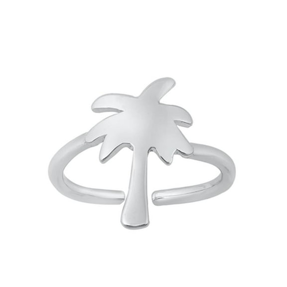 Sterling Silver High Polish Palm Tree Summer Beach Toe Ring 925 Midi Band Jewelry Female Unisex