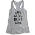 thumbnail image 1 of Save Water Drink Wine Tank Top, Ladies Racerback Tank Top, Wine Tank, Drinking Tank, Party Tank, Heather Gray, X-Large, 1 of 3