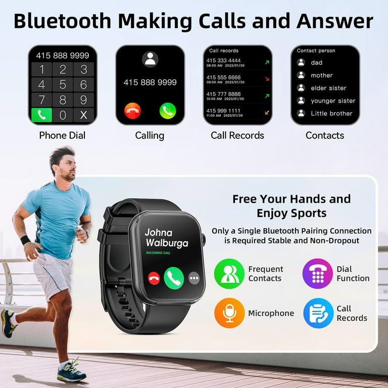 Smartwatch voor Dames en Herren, 1,85 Smartwatch met Bluetooth Bellen