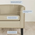 thumbnail image 3 of BELLEZE Modern Tub Barrel Linen Accent Chair - Kyara (Beige), 3 of 7