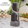 thumbnail image 3 of 39.37''H Modern Water Garden Fountain Outdoor 2 Tiered Cascading Indoor Waterfall Fountains S-Shape Flooring Standing Water Feature with LED Lights for Deck Backyard Porch Home Decor, 3 of 6