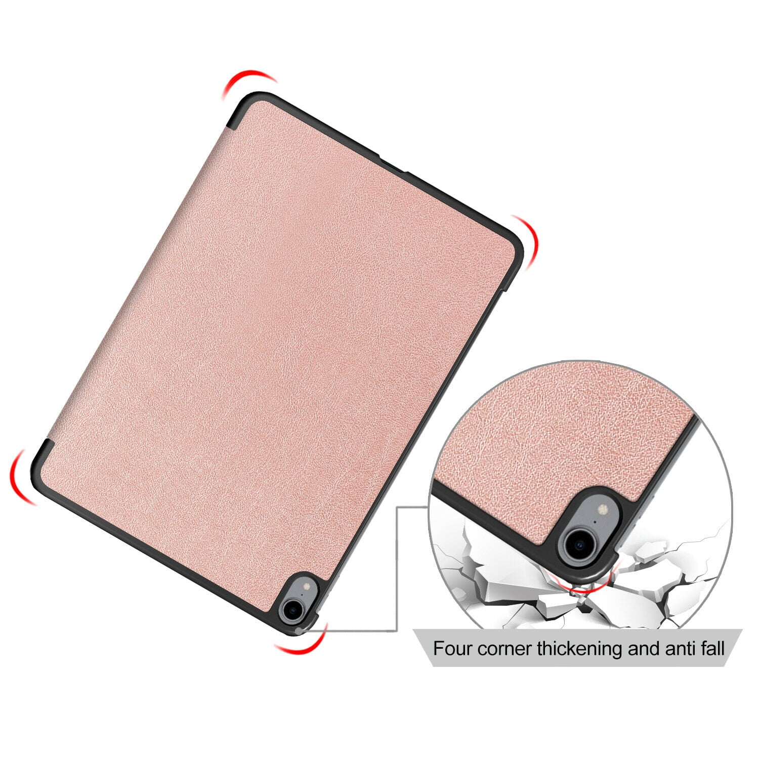 EpicGadget iPad Air 5 Case (5th Gen 2022)/ iPad Air 4 Case (4th Gen 2020) 10.9 with 2 PCS Tempered Glass Screen Protector for 10.9-inch iPad Air, Smart Cover Support Apple Pencil Charging (Rose Gold)