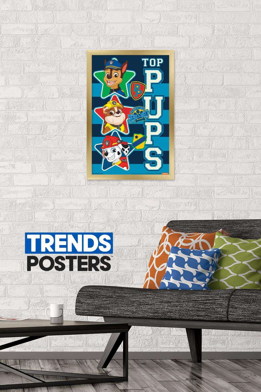 Nickelodeon Paw Patrol - Top Pups Wall Poster, 14.725" x 22.375", Framed