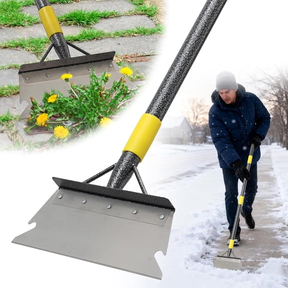 SUMMIT-Ice Scraper Long Handle-Snow Removal Tool,Multifunctional Garden Cleaning Flat Shovel,Heavy Duty Floor Scraper Metal Sharp Blade for Edging,Sidewalk Weeding,Driveway Steps Snow Shovel 74"