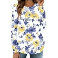 thumbnail image 2 of JTZGDY Western Shirts for Women Ethnic Floral Printed Long Sleeve Crew Neck Pullover Sweatshirts Loose Fit Casual Graphic Tunic Tshirt Tops Yellow L, 2 of 9