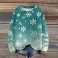 thumbnail image 5 of WTOBBY Christmas Themed Women's Knit Sweater Top, Long Sleeve Round Neck Printed Pullover, Casual Holiday Fashion Wear for Seasonal Outfits,Army Green L, 5 of 5
