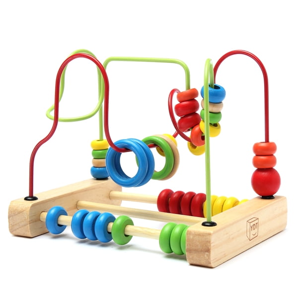 Wooden Beads Maze Game Educational Toys Preschool Baby Toddler Roller