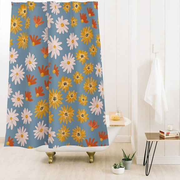 Society6 Emanuela Carratoni Wild Painted Flowers Shower Curtain 71" x 74"