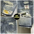 thumbnail image 5 of Men's summer cool denim shorts Boys printed holes Korean style fashion versatile casual shorts, 5 of 5