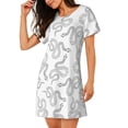 thumbnail image 2 of Xecao Hand Drawn Snake for Women's Loose Nightgown Sleepwear Short Sleeves Shirt Casual Print Sleepdress, 2 of 6