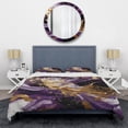 thumbnail image 3 of Designart "Liquid Magic in Purple and Gold III" Abstract Bedding Covert Set - Modern Purple Transitional Bed Set With 2 Shams, 3 of 6