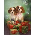thumbnail image 1 of Cavalier Spaniels & Christmas Presents Drapeau en Toile Format Maison, 1 of 1