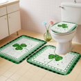 thumbnail image 5 of St. Patricks Day Bathroom Rug Sets 3 Piece, Non Slip Bath Mat, Green Shamrock Buffalo Plaid Spring Absorbent Floor Mats Bath Rugs with U-Shaped Contour Rug Toilet Lid Cover Bathroom Decor Small, 5 of 8