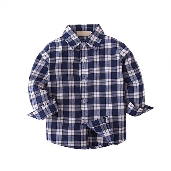 Coerni Little Boys Long Sleeve Button Down Casual Dress Shirt Plaid Buttons Shirt Boys Casual Shirt Gentleman Outfit