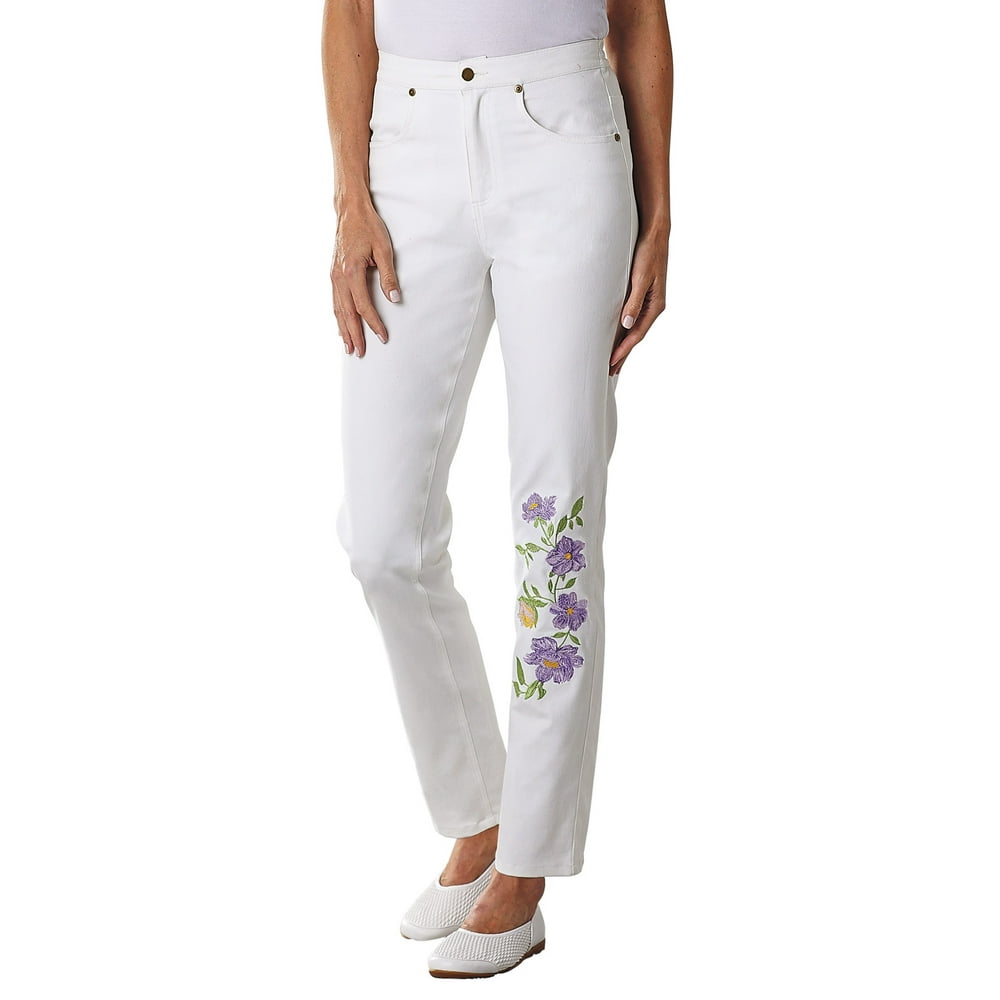 Carol Wright - Floral Embroidered Jeans by Denim Moves - Walmart.com ...