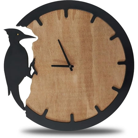 Woodpecker Wall Clock, Modern Home Decor, Animal Wall Clock, Wooden Wall Clock, Clocks for Living Room Decor (20 inches)