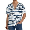 thumbnail image 7 of Lsque Retro Coconut Tree print Men's Cuban Collar Short Sleeve Shirt Summer Beachwear Casual Button Down Fashionable Vacation Leisure Shirt-3X-Large, 7 of 7