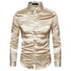 thumbnail image 5 of Camisa satinada Qarigey Casual Slim Fit de secado rápido para hombre caqui S 2piezas, 5 of 6