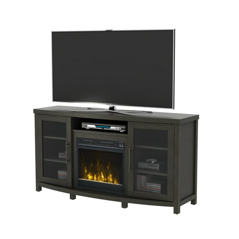 ClassicFlame Rossville TV Stand for TVs up to 60 inches Screen Size with Electric Fireplace Tifton Oak Walmart