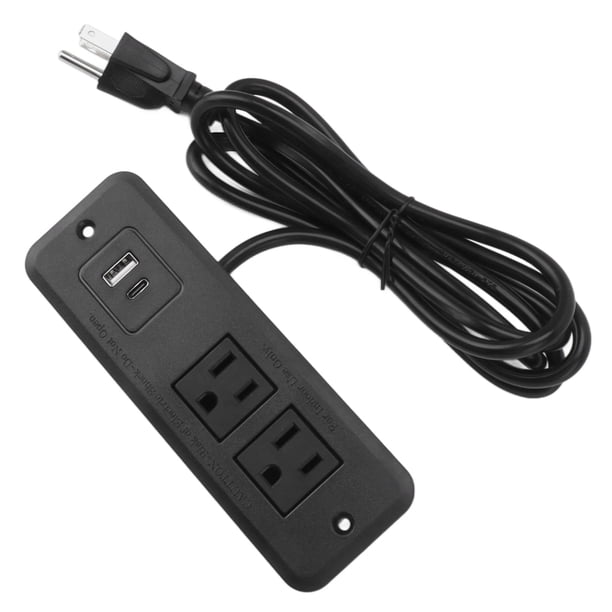 Tira De Alimentación De Escritorio, ABS TIPO C EE. UU. Enchufe 125V Tira De Alimentación Empotrada Para Muebles Incombustibles Para Oficina
