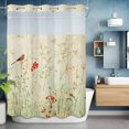 thumbnail image 6 of Spring Floral No Hooks Shower Curtain with Snap-in Liner Oil Painting Flowers Pair Birds Rustic Farmhouse Shower Curtains for Bathroom, Waterproof, Easy Install, Washable 72"x96", 6 of 9