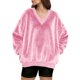 thumbnail image 5 of AUNVITO Women's V-Neck Fleece Sweatshirt Long Sleeve Solid Color Soft Warm Casual Spring Autumn Daily Style, 5 of 8