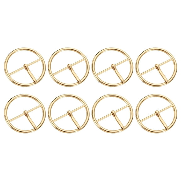 8 Pack Belt Buckle, 1.38" Single Prong Round Centre Bar Buckles, Gold