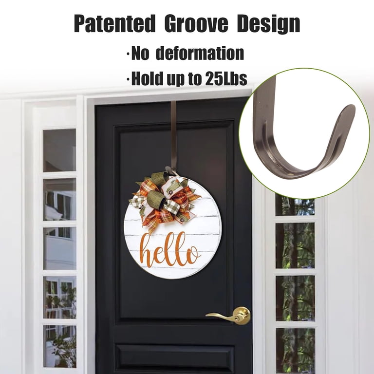 Sturdy Steel Wreath Hanger For Front Door – 15-Inch Over-the-Door Hook – Holds Up To 10 Lbs – Black