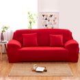 thumbnail image 3 of Stretch Elastic, Anti-Wrinkle, Pure Color Slipcover For 1-4 Seater Sofas For Moving Living Room Furniture (2 Seater, Red), 3 of 6