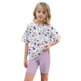 thumbnail image 4 of NAISIBABY Girls 2-Piece Sets, Short Sleeve Graphic T-Shirts Elastic Waist Leggings Fashion Yoga Sports Outfits Purple 12-13T, 4 of 9