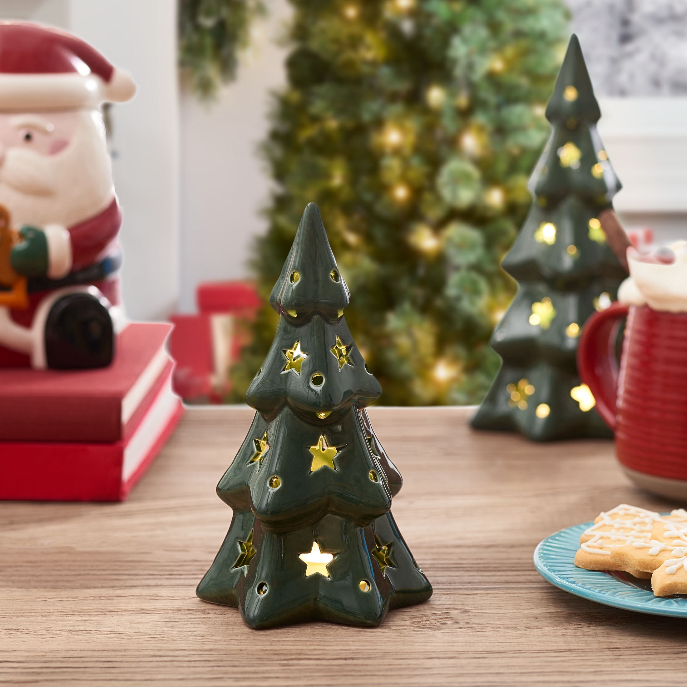 Medium Ceramic Christmas Tree w/Lights - Kiln Fire (Glaze Changes To Green)