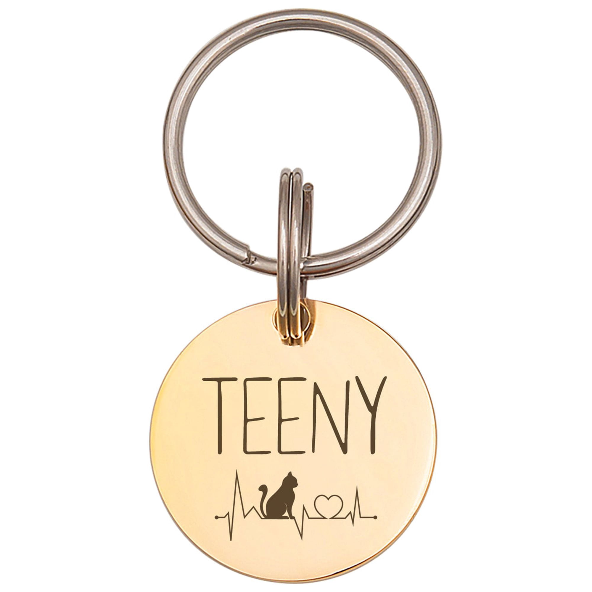 Custom Round Dog Tag - Engravable Dog Name and Ecg Design Pet ID Dog Tag - Personalized Pet Tags for Cat and Dogs - Small Medium Large Size - Stainless Steel Collar Pet Tags - Ships Next Day!