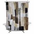 thumbnail image 2 of Abstract Color Block Shower Curtain for Bathroom Decor, Brown White Geometric Modern Art Waterproof Fabric Shower Curtain, 48"x72" Set with 12 Hooks, 2 of 9