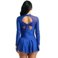 thumbnail image 3 of MSemis Woman Adult Figure Ice Staking Dress Skirt Mesh Long Sleeve Cutout Ballet Leotard, 3 of 7