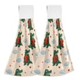 thumbnail image 2 of Crocodile Hugging Heart Pattern Hand Towels 2 Pack Quick Dry Velvet Soft with Velcro Kitchen Bath 14x18in, 2 of 7